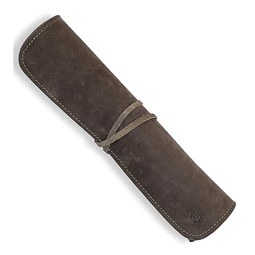 Knife Bag for Chefs–knife Roll Bag leather 7 slots – Leather Knife Case Noah (green-olive)