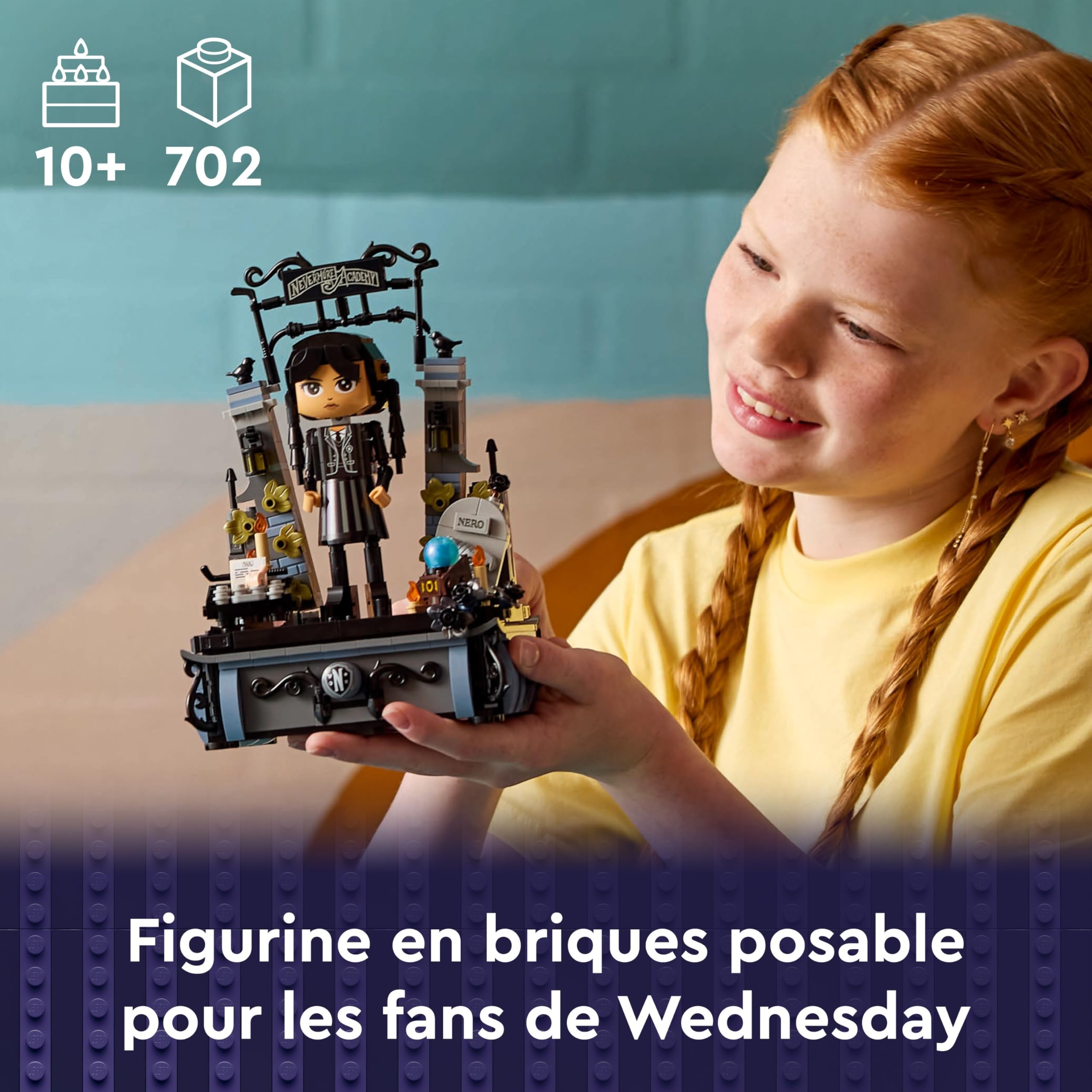 LEGO Mercredi Figurine de Mercredi Addams - Jeu de Construction Collector pour Enfants avec des éléments Amusants - Un Cadeau Mercredi Addams pour découvrir mystères et Aventures 76780