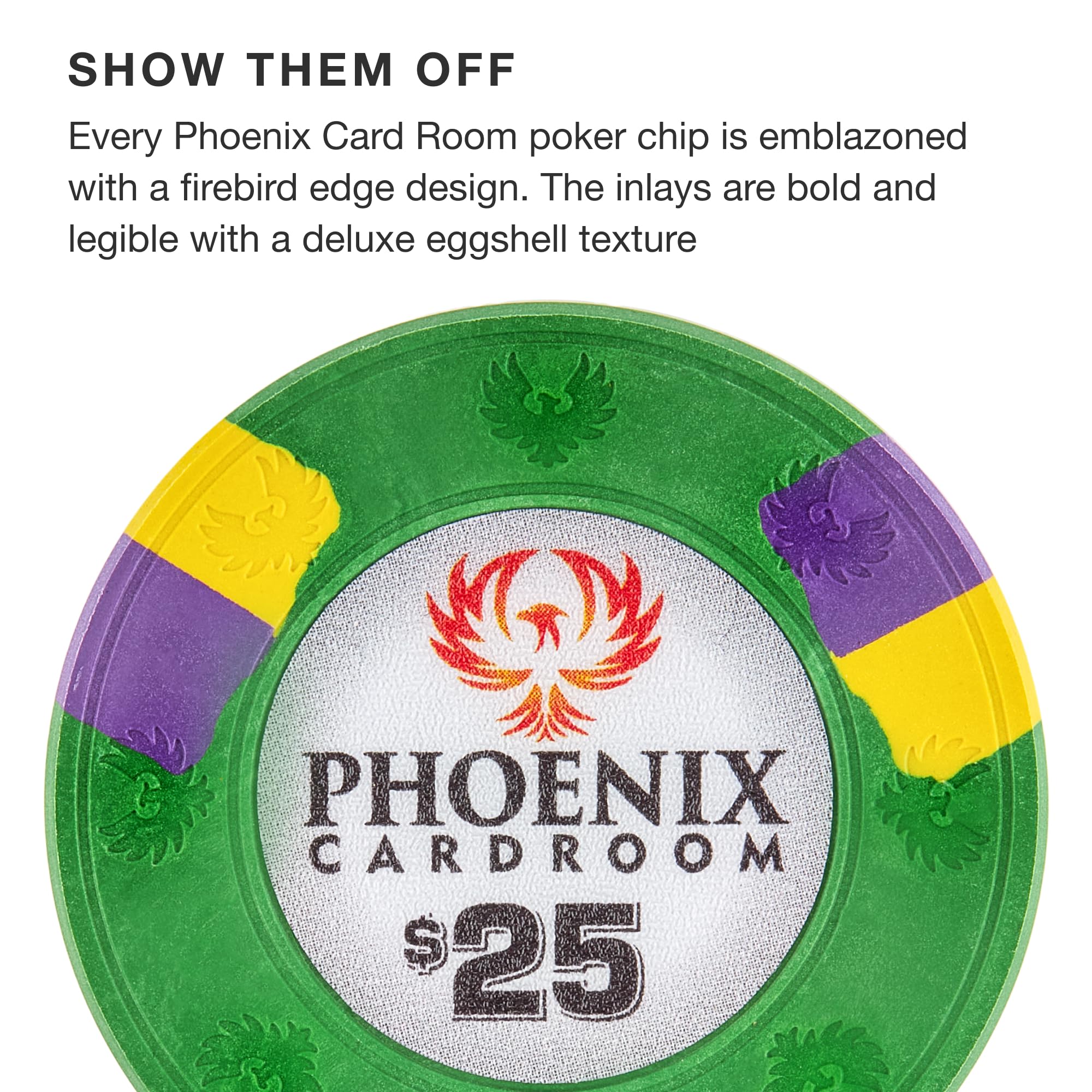 Brybelly Phoenix Lot de 50 jetons de Poker en Argile véritable de 10 g – Jetons de Poker de Style Casino Ultra Haut de Gamme