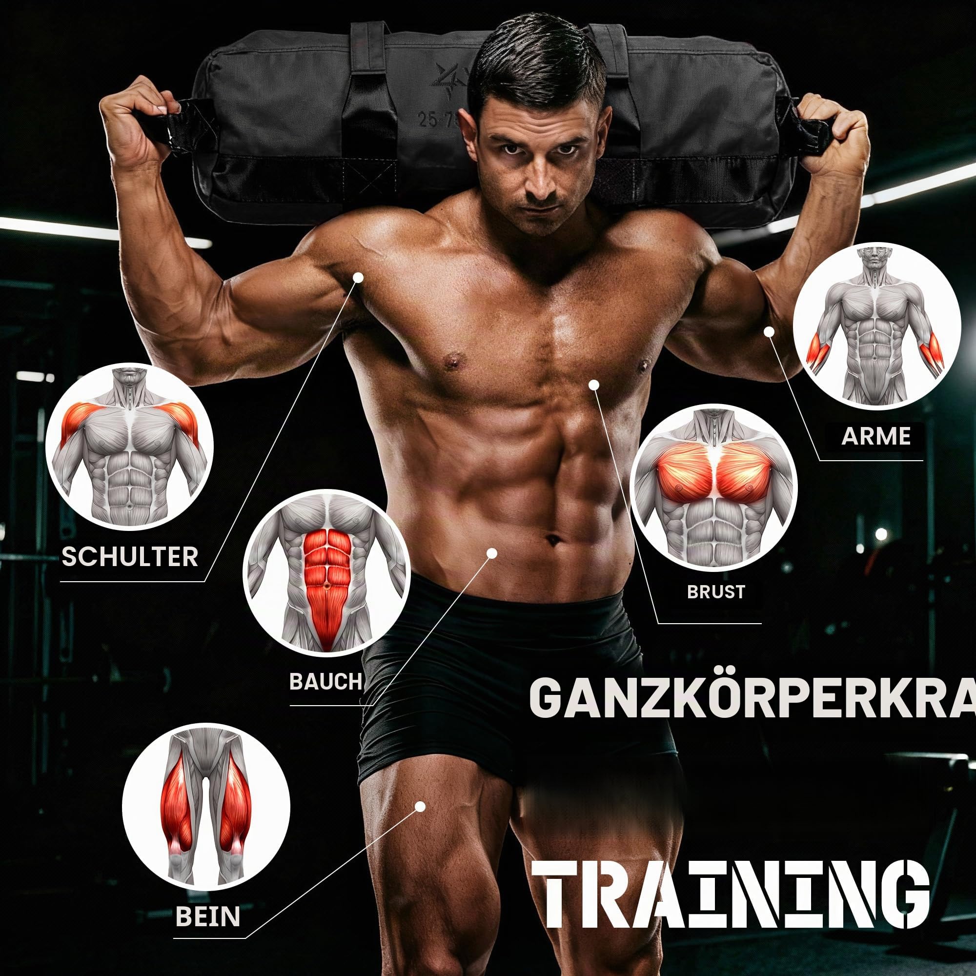 Yes4All 20kg/30kg/50kg/80kg Weight Bag - Sandbags Gym - Core Training Power Bag for Crossfit/Running/Workout/PowerLiffting - Sold UNFILLED
