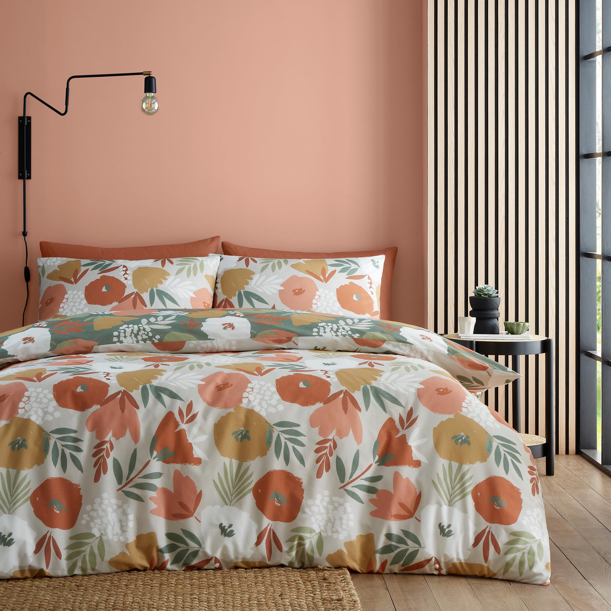 B&Q -  Yasmin Abstract Floral Green Easycare Duvet Cover Set