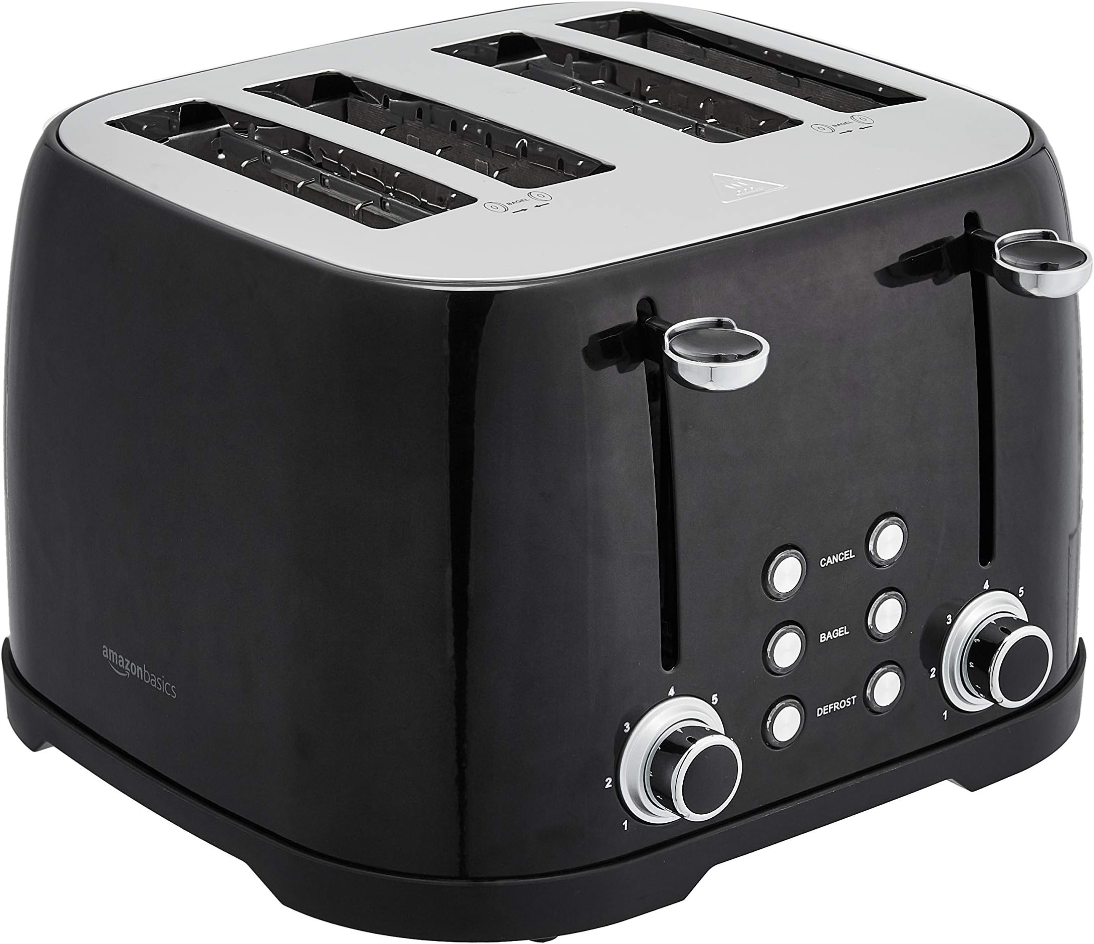- 4 Slice Toaster, 6 Browning Settings, Removable Crumb Tray, Bagel and Defrost Function, Cancel Button, 1600W, Black