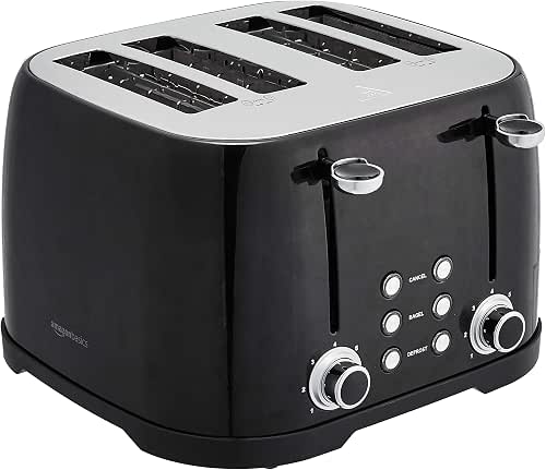 Amazon Basics 4 Slice Toaster with 4 Slots, 6 Browning