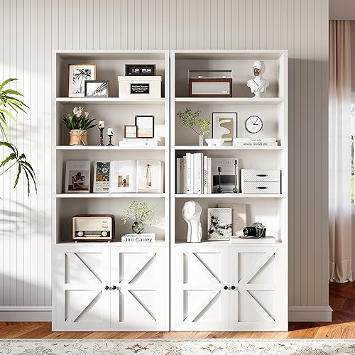 Miniatura 2 de oneinmil 71.5" Tall Bookshelf and Bookcase, 6-Tier Wooden Bookshelves with Cabinet Doors, Floor Bookshelves and Office Storage Cabinets for Home