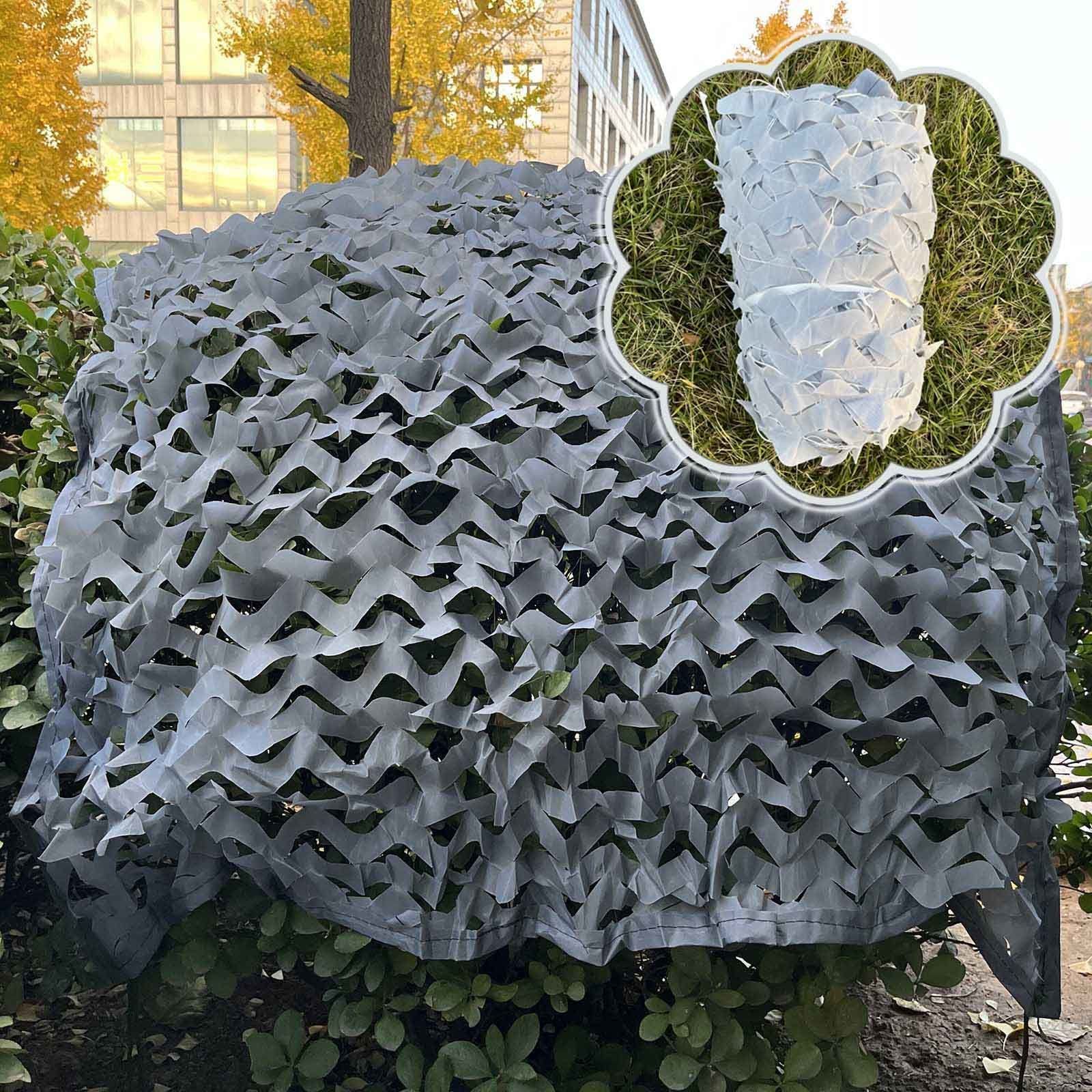 Reinforced Camouflage Net,Grey Shade Net,2×3m 3×3m 3×4m 3×5m 4×5m 4×8m 5×5m 6×6m Sunscreen Camo Netting,Camping,Hunting,Military Decoration,Car Cover Camouflage Netting,Grey-5x10m(16.4*32.8ft)