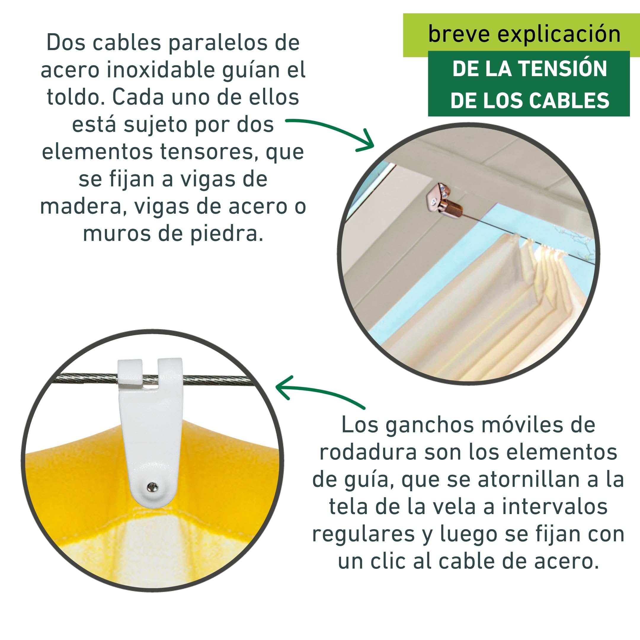 Windhager 10704 Gancho De Sujeción: Accesorio Tensor Para Toldo Solar O Vela De Sombra (Blanco, 2 Uds.)