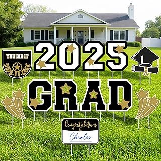 Katchon, large Graduation Yard Signs Class Of 2025 With Stakes 13 pieces | Yard Sign Graduation 2025 | Graduation yard Decorations 2025 Yard Sign | Grad Decorations 2025, Personalized