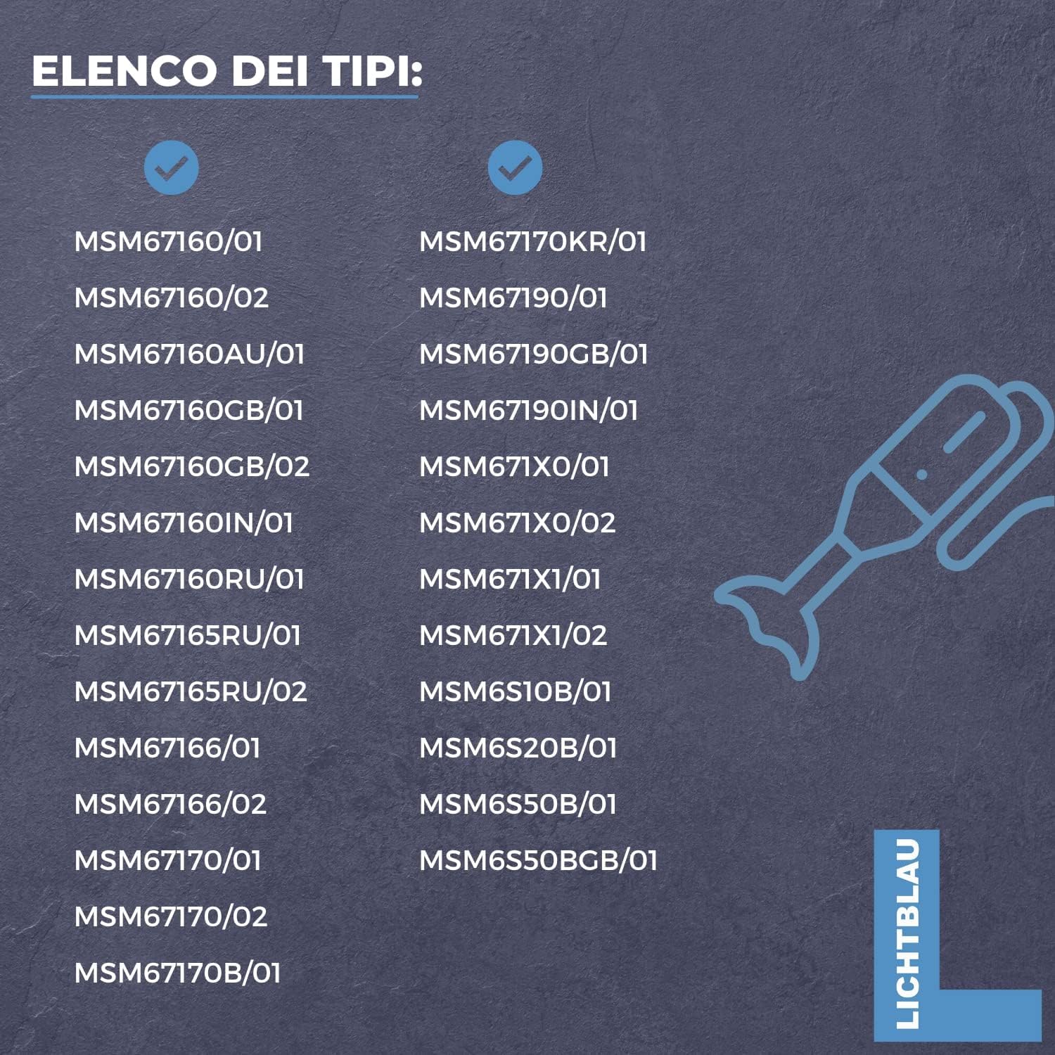 LICHTBLAU Asta Frullatore a Immersione Bosch Compatibile MFQ MQ MS6 MSM6 MSM6C Acciaio Inox Ricambio Minipimer Accessorio Miscelazione