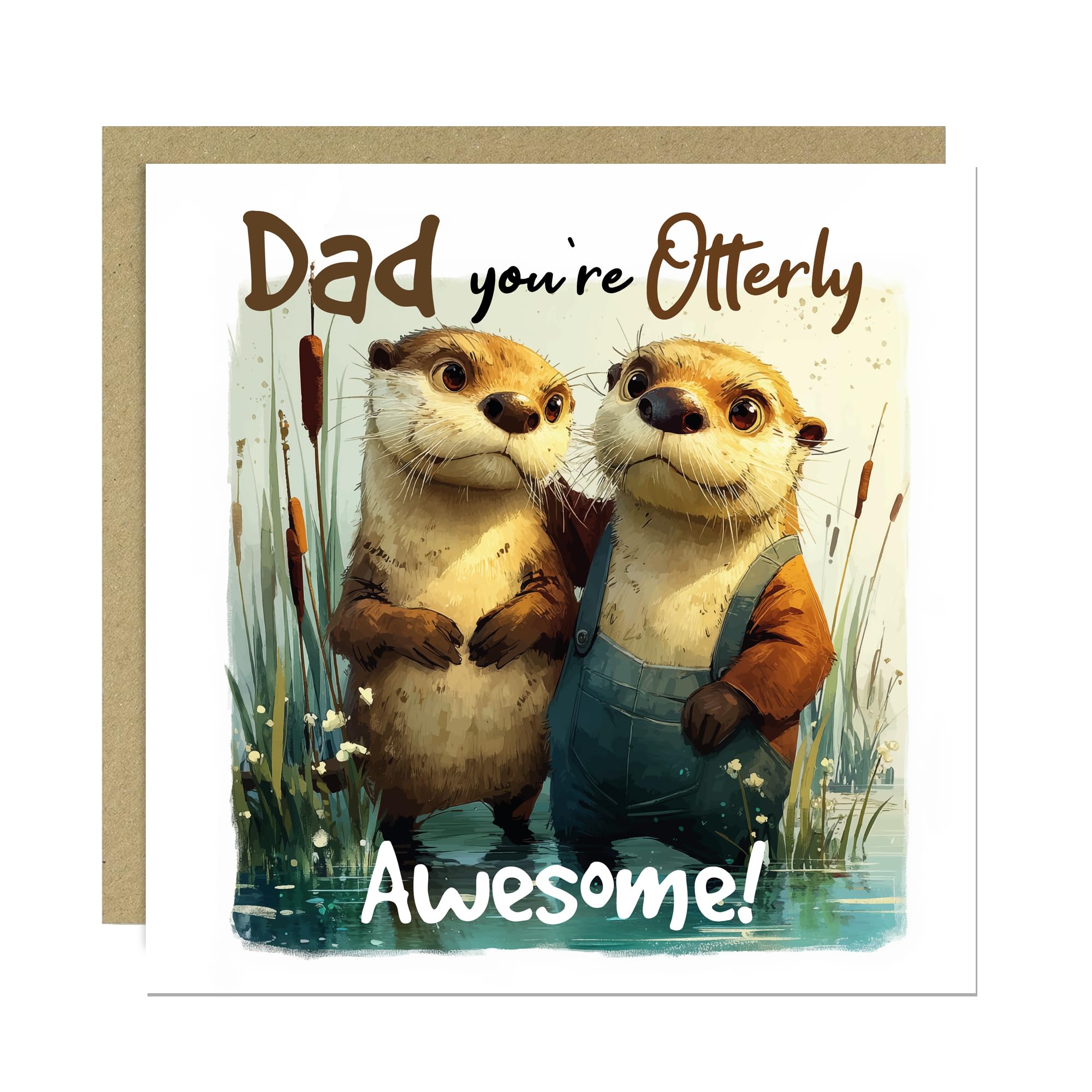 RED OCEAN Dad Birthday Card Cute Birthday Card for Dad You're Otterly Awesome Card From Son Or Daughter Fathers Day Card With Kraft Envelope