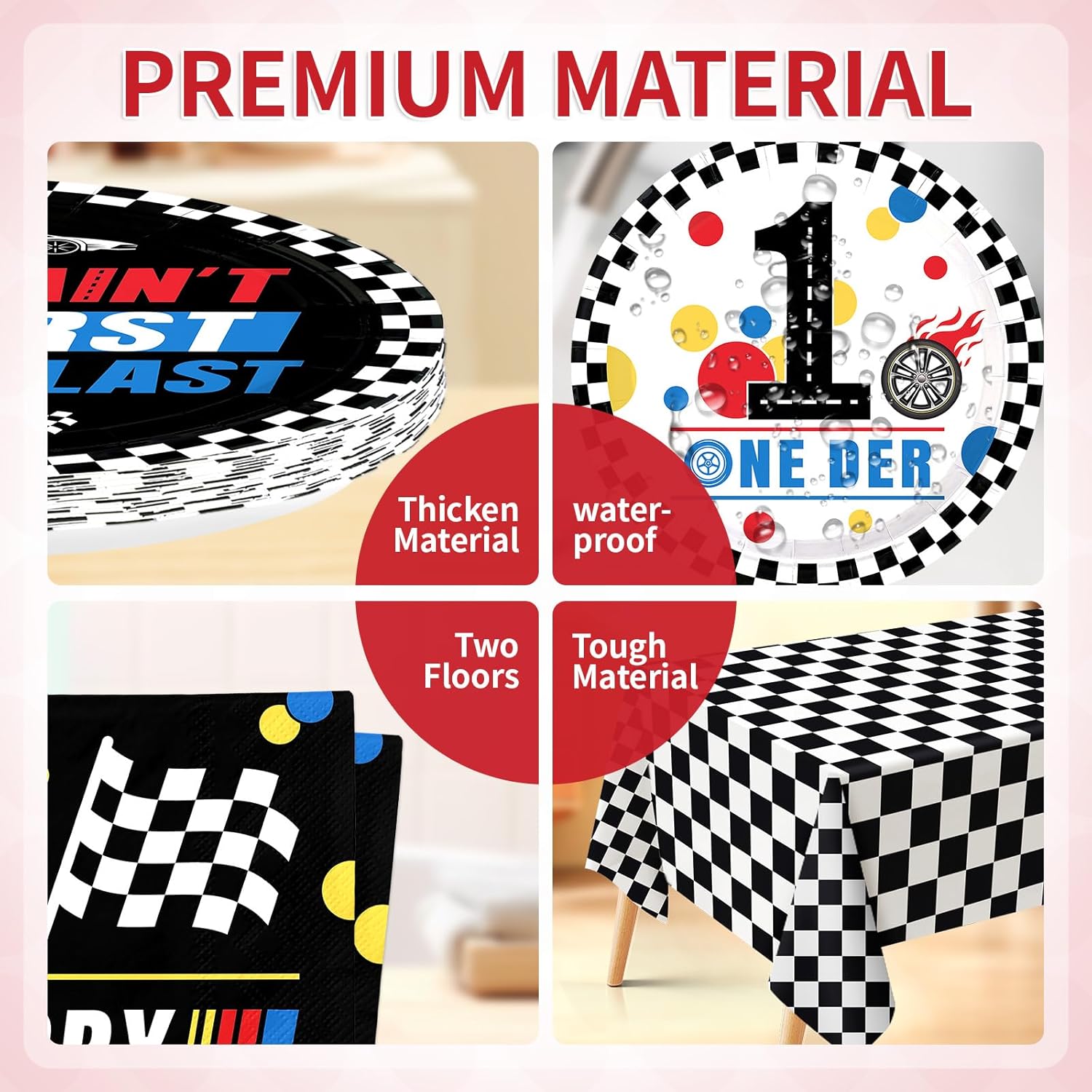 170 Pcs Race Car 1st Birthday Decorations for Boys Fast One Plates and Napkins Racing Cars First Birthday Tableware Set for Boys First Race Car Theme Party Supplies, Serves 24