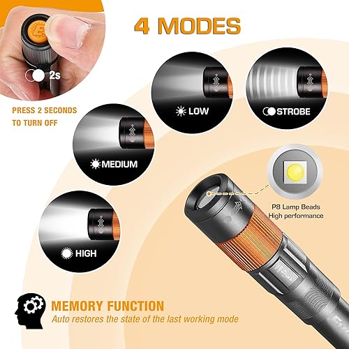 Miniatura 2 de EverBrite Luz recargable para bolígrafo, linterna EDC de 300 lúmenes, linterna LED de bolsillo con clip, función de memoria y cable USB C incluidos,