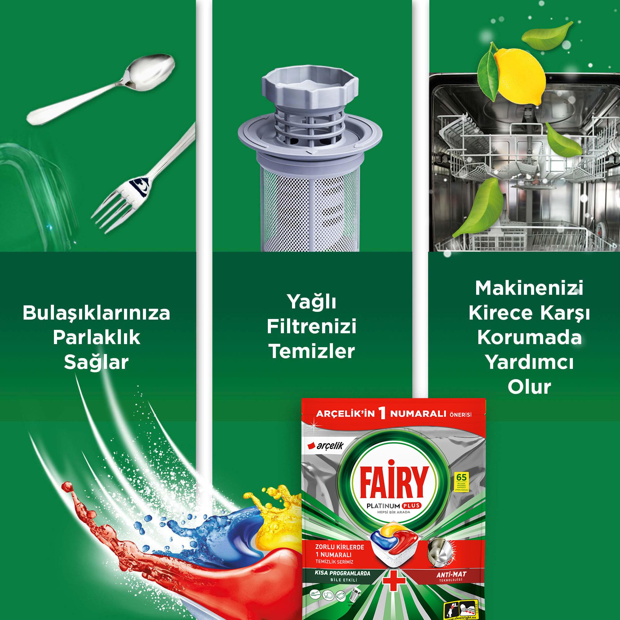 Fairy Platinum Plus Bulaşık Makinesi Deterjanı Kapsülü/Tableti 65 Yıkama