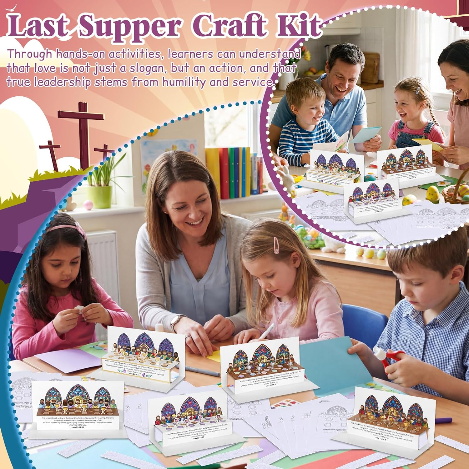 Motiskyy 24 Sets Last Supper Themed Craft Kit Religious Easter Crafts Coloring Your Own Maundy Thursday Card First Communion Bible Activity for Christian Sunday Church Holy Week Party