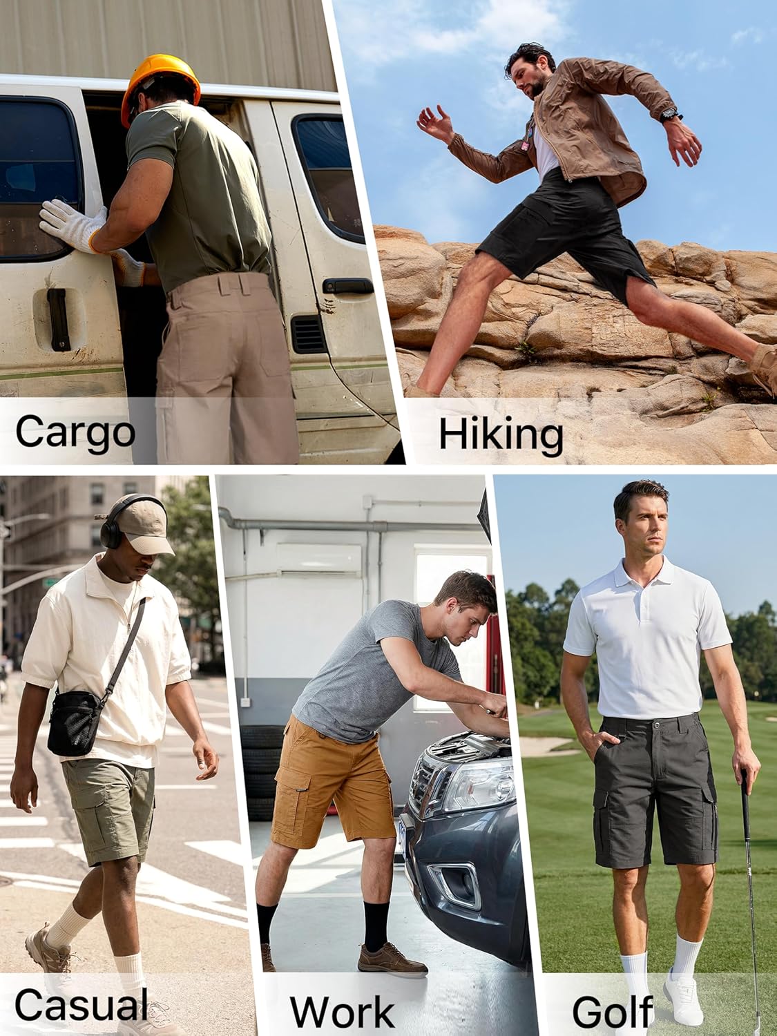 FREE SOLDIER Men's Hiking Cargo Shorts Water Resistant Quick Dry Lightweight Shorts for Hiking Cargo Casual with 8 Pockets