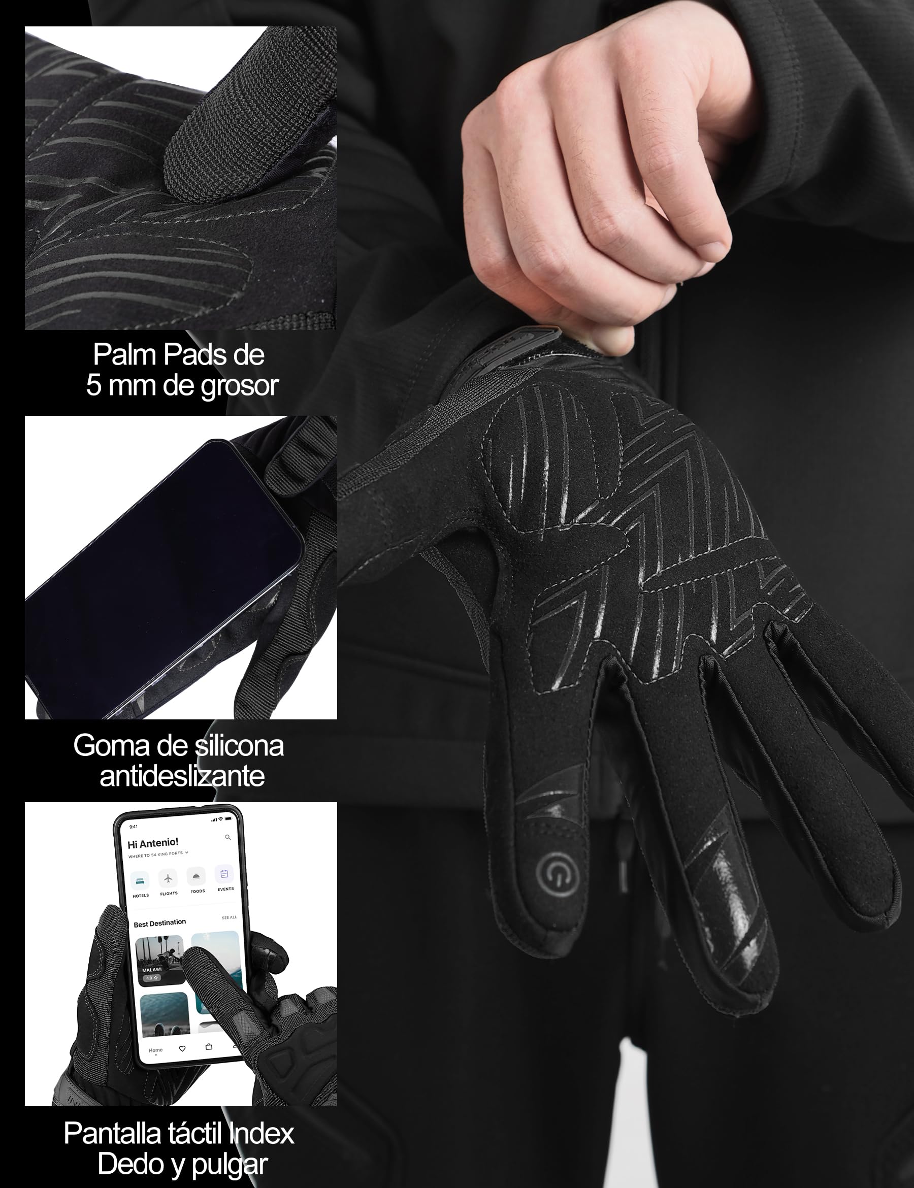 INBIKE Guantes Ciclismo Hombre Largo Pantalla Táctil Acolchado Antideslizante