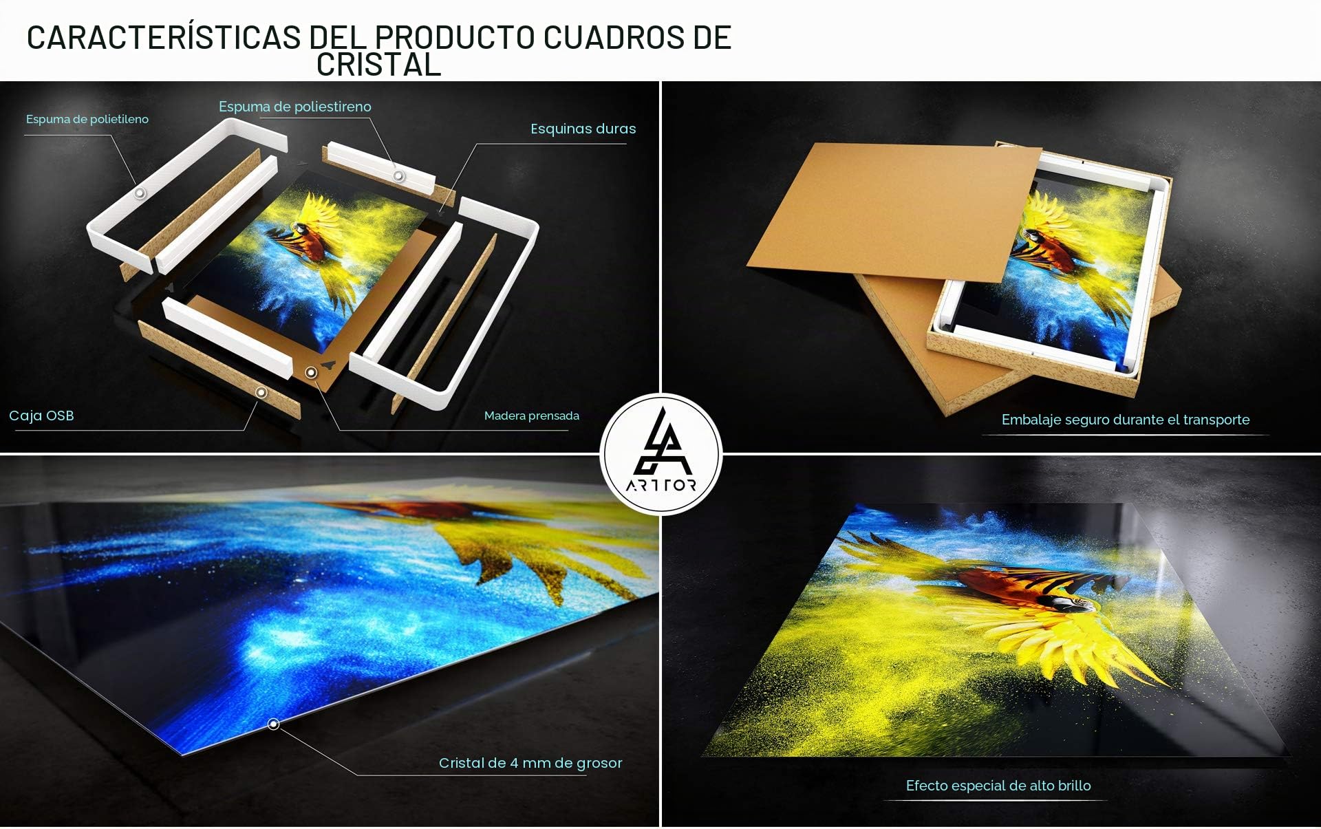Decoracion Salon Cascada bosque medio ambiente Vidrios decorativos 120x80cm Cuadro Sobre Vidrio Moderno Cocina Cuadros Pared Impresiones Impresión en Cristal Wall Art Prints Grande XXL GAA120x80-2664