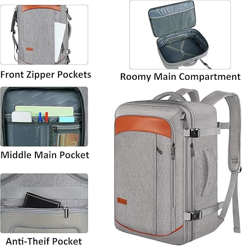 Miniatura 6 de Vancropak Mochila de transporte, mochilas de viaje extra grandes de 40 litros aprobadas por aerolíneas con 3 cubos de embalaje para mujeres y