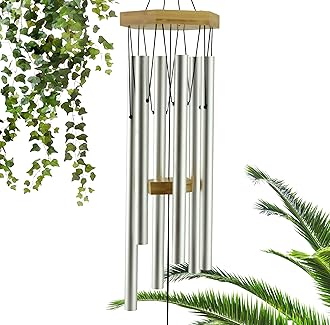 UpBlend Outdoors Wind Chimes for Outside, Gift for Mom, Deep Tone, Sympathy Gifts for Loss of Loved One, Patio Decoration, Memorial Windchimes, 29" Silver
