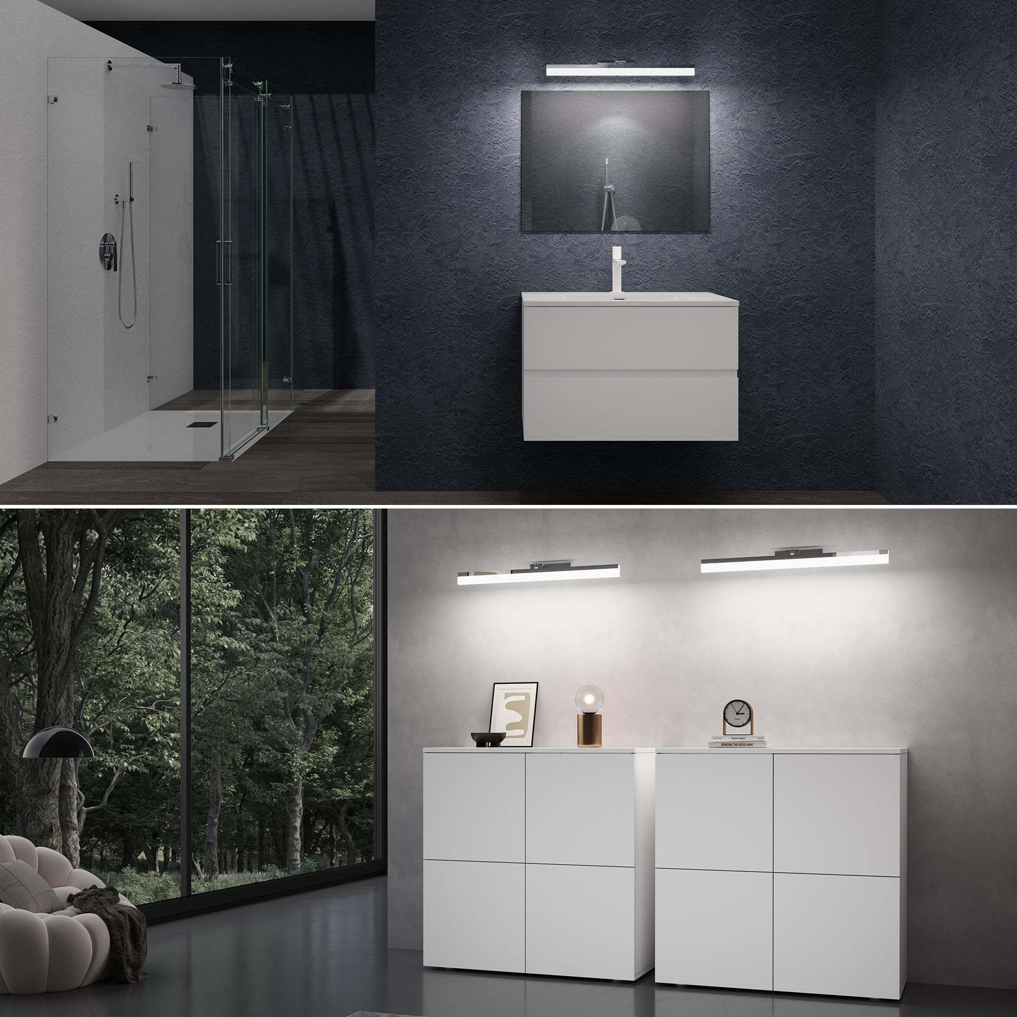 doporro Spiegelleuchte Bad 180° drehbar 60cm LED Spiegellampe Badezimmer | 6000K Badlampe Wand über Spiegel Kaltweiß Badezimmerleuchte 14W Spiegelschrank Beleuchtung, Chrom, Luxaris