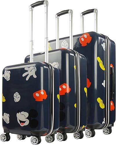 FUL Disney Mickey Mouse - Juego de 3 piezas con ruedas giratorias maleta rígida con ruedas giratorias marino Disney Mickey Mouse - Juego de 3 piezas