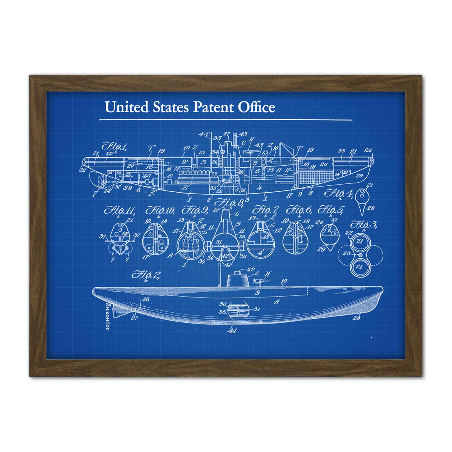 Artery8 Waddington Submarine Vessel 1919 1 Vintage Naval Patent Artwork Framed Wall Art Print 18X24 Inch