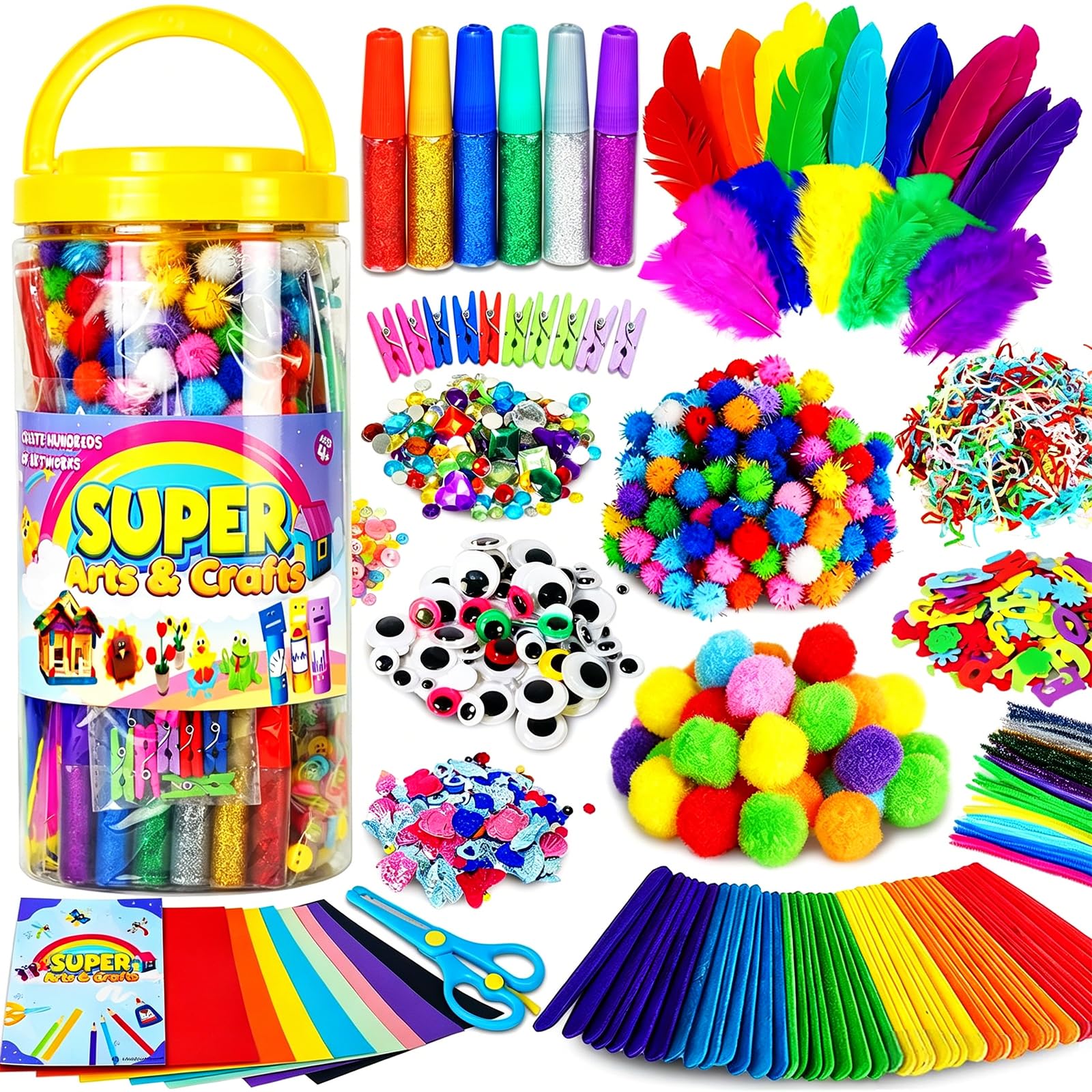 FUNZBO Arts and Crafts Supplies for Kids - Kindergarten School Craft Kit