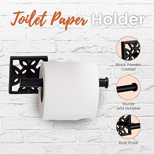 Miniatura 5 de Autumn Alley Juego de papel higiénico y toallero de baño, accesorios de baño modernos para montaje en pared, accesorios negros, 2 piezas, soporte