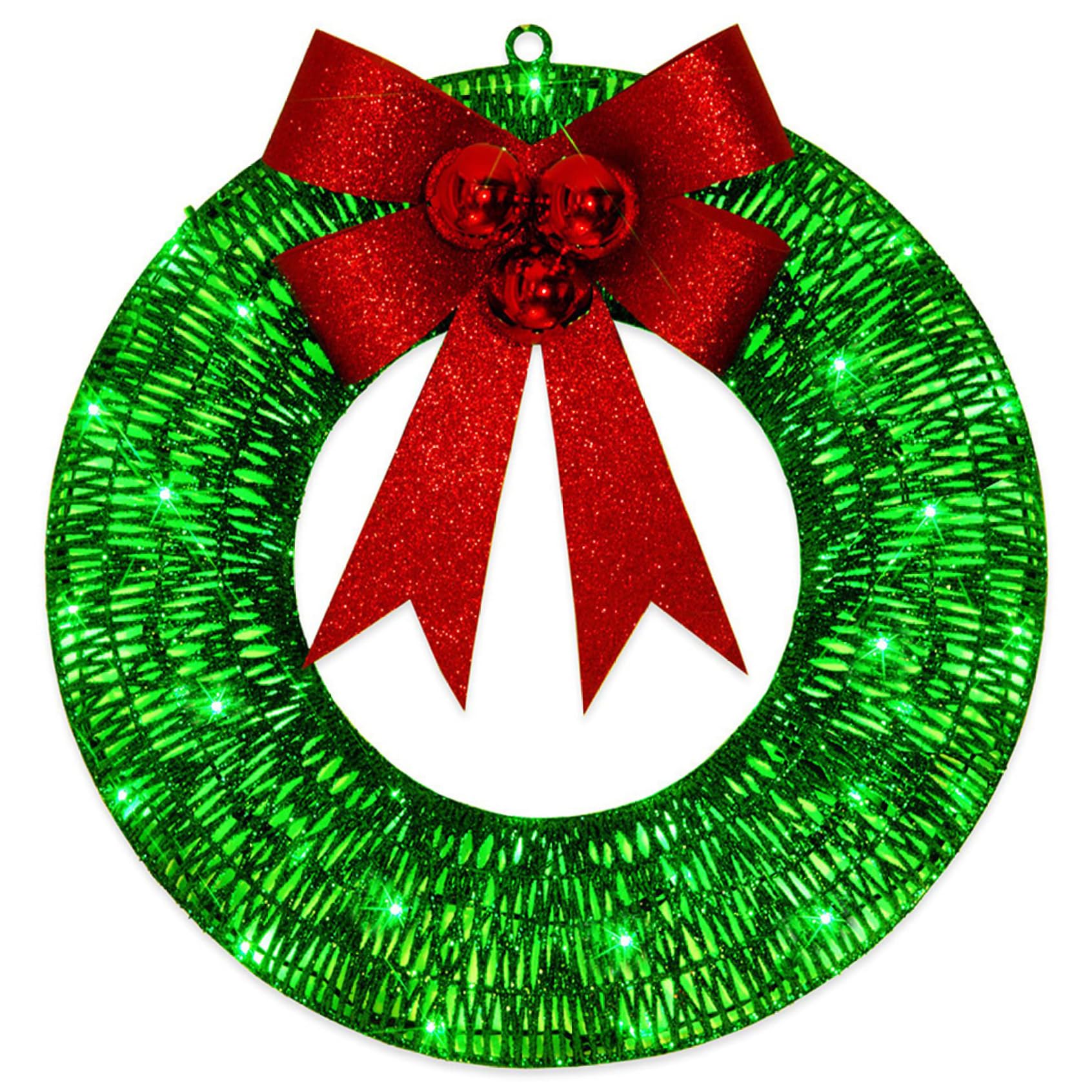 Couronne artificielle verte lumineuse 30cm pour porte d'entrée sans entretien