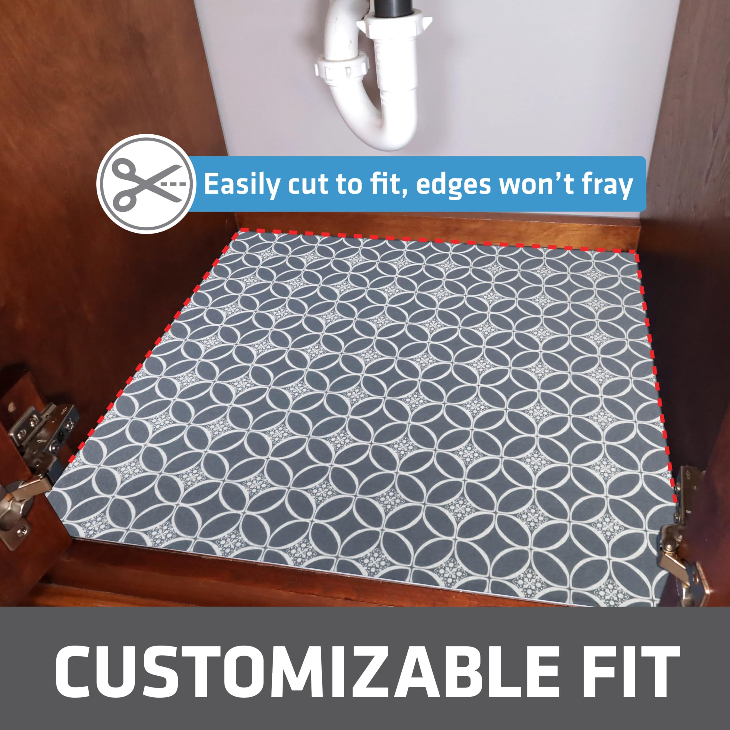 Drymate Tapete prémium XL para debajo del fregadero, impermeable, para cocina, baño, forro absorbente para estantes, antideslizante, no adhesivo, lavable a máquina (fabricado en Estados Unidos) (24 x