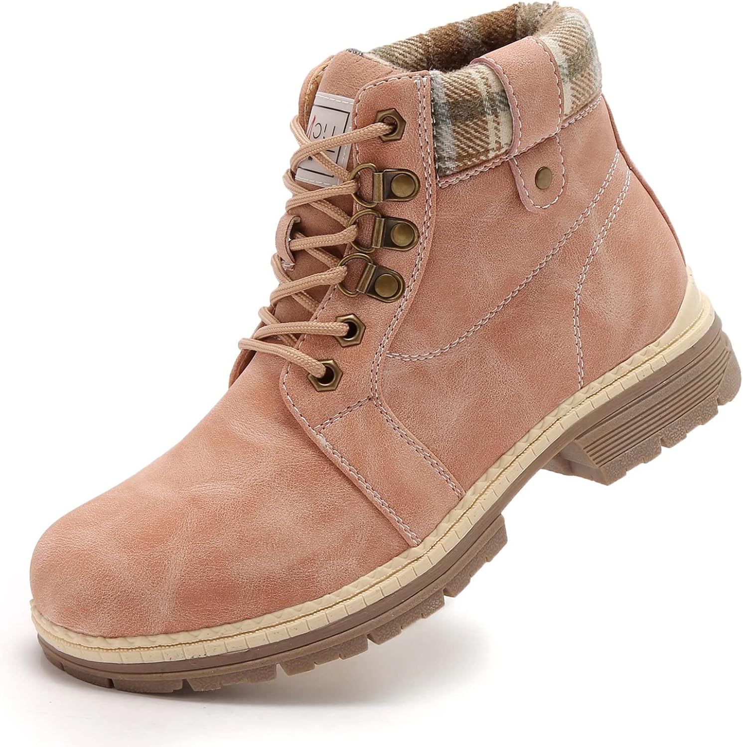 ANJOUFEMME Casual Winter Hiking Boots For Women - Womens Outdoor Snow Ankle Boots Waterproof Lightweight Lace up Fur Lined Walking Hiking Shoes