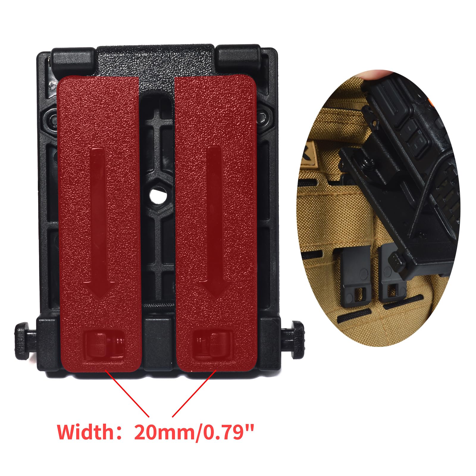 HYS Soporte Walkie Talkie con sistema Molle para cinturones, mochilas, compatible con radio de mano Baofeng Quansheng Motorola y micrófono de altavoz (H-MOLLEBELT)