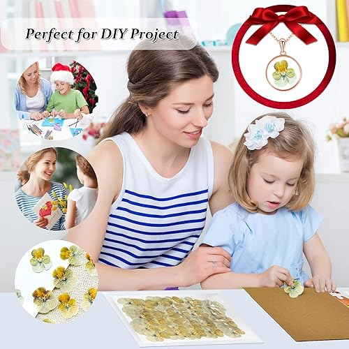 Miniatura 5 de ALJ Flores de pensamiento prensadas secas marrones para manualidades de resina, 60 flores naturales de resina, para joyería, velas, tarjetas, jabón,