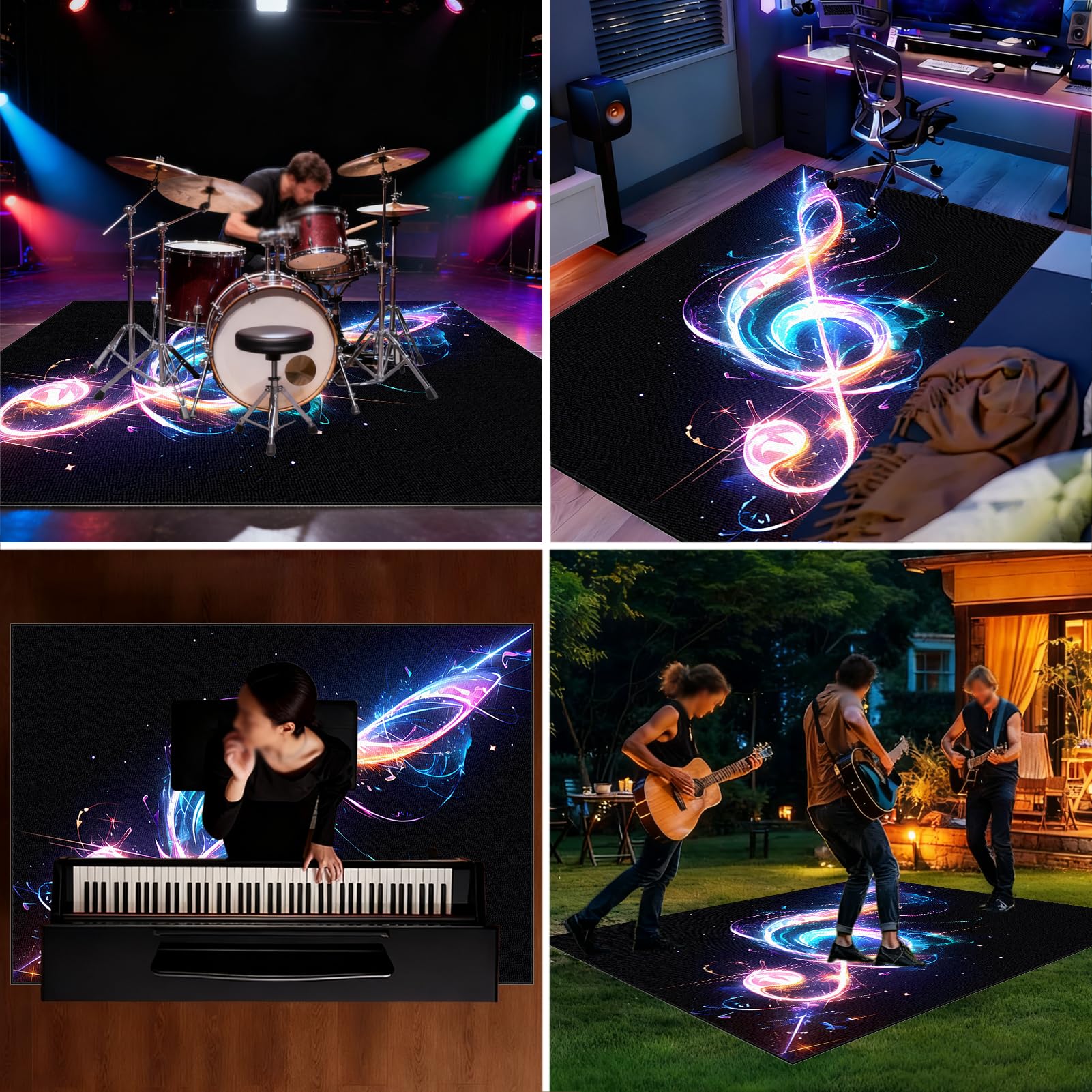 170 x 140 cm Dywan bębnowy Dywan na baterie Antypoślizgowy Dźwiękoszczelny Zestaw perkusyjny Jazz Profesjonalny Prostokątny Elektroniczny Do Pudełka Bombowego i innych instrumentów Musi Mata Baterii