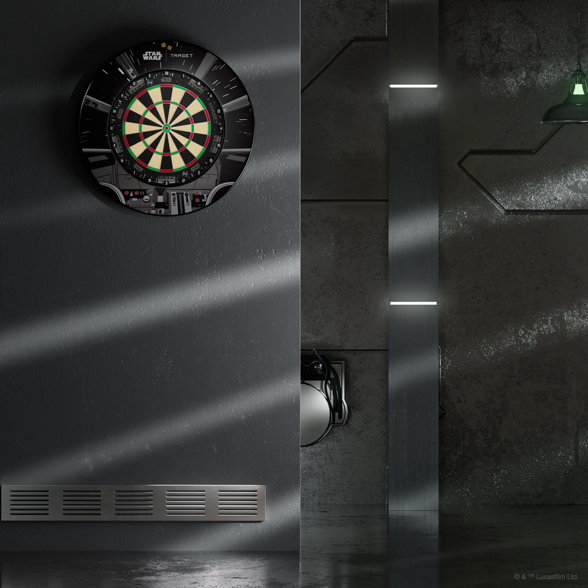 Target Darts Star Wars TOR Dartboard & Surround Bundle | Tarcza do rzutek ze stalowymi końcówkami, standard zawodowy, kompletny zestaw do rzutek do użytku domowego, wzór Disney Galaxy