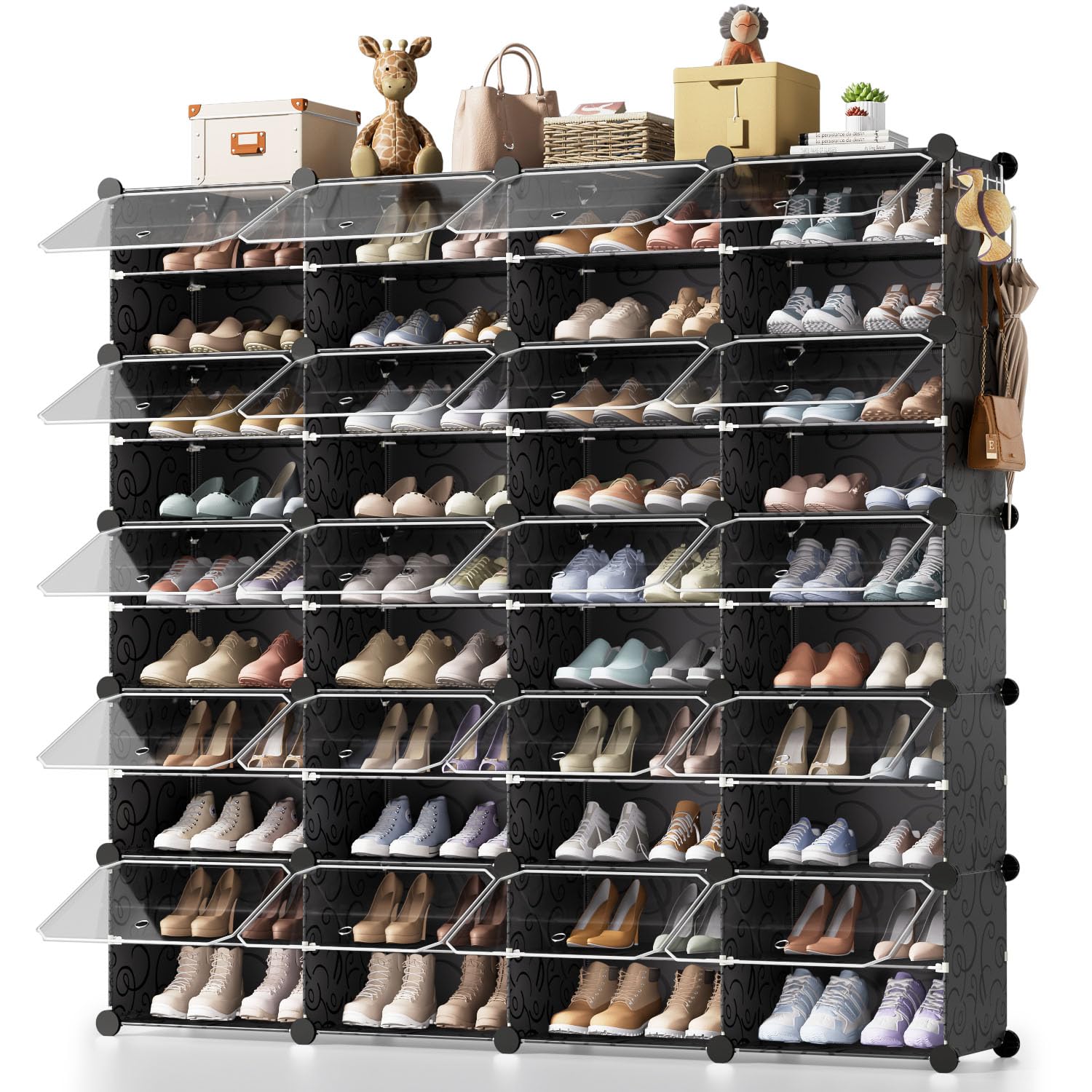 Tall Shoe Rack Organizer with Covers Doors, 80-Pair Large Shoe Storage  Organizer Cabinet Closet Shoe Organizers and Storage Enclosed Shoe Rack  Storage
