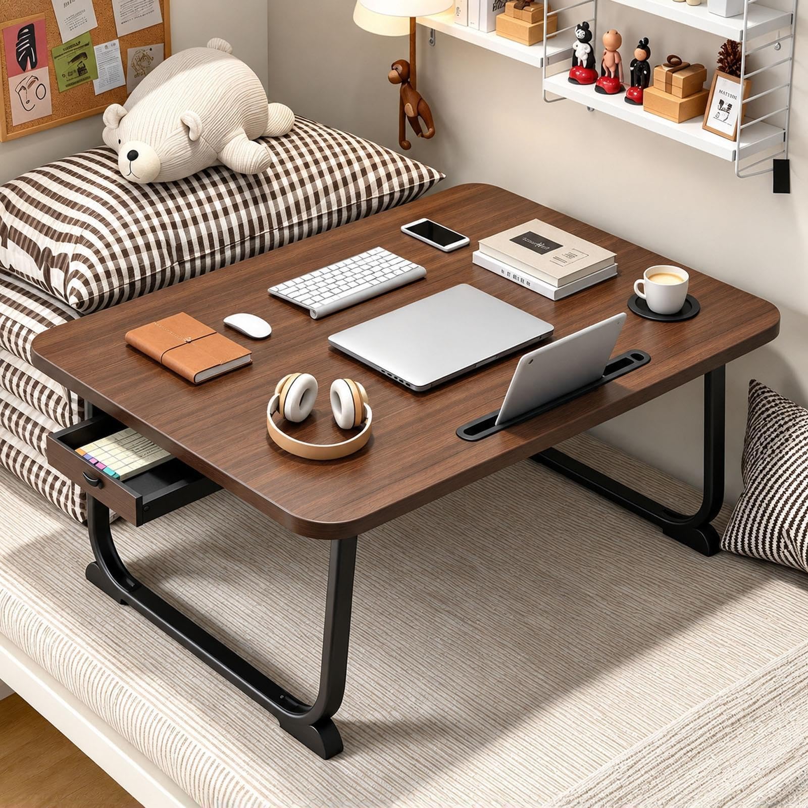 Table de Lit Ordinateur et Ecriture, Plateau Canape Bureau Pliable