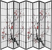 Vista 1 de Legacy Decor Biombo de 4 paneles para habitación con diseño de ciruelo en flor.