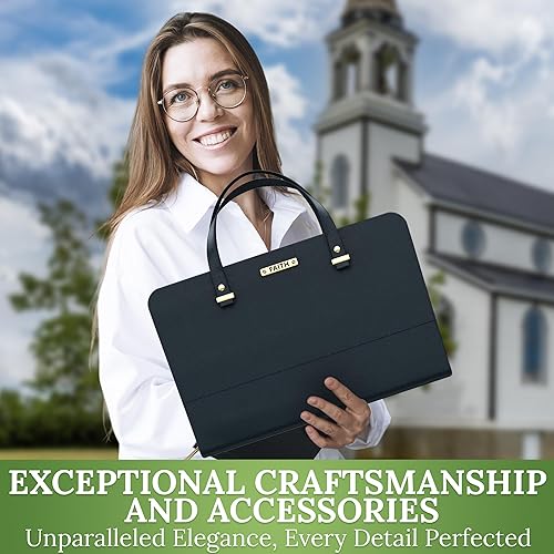 Miniatura 4 de DEHITE Fundas para la Biblia para mujer, tamaño grande, bolsa para la Biblia para libros de hasta 8 x 7.3 x 2.2 pulgadas, bolsillo con cremallera,