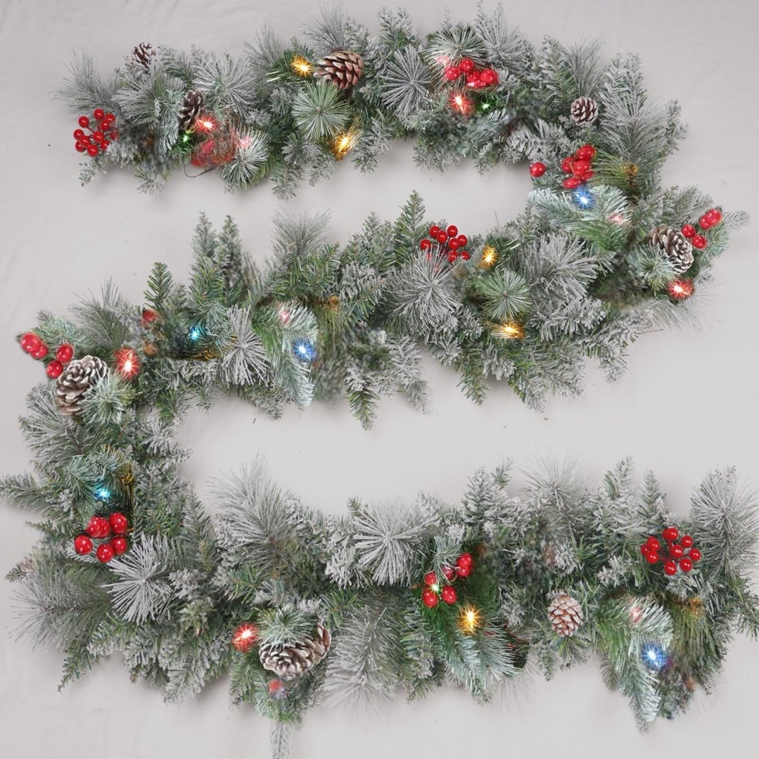 Weihnachtsdekoration, Girlande, 1,8 m, Weihnachtsgirlande mit Lichtern für Zuhause, Treppen, Kamine, Wände, künstliche Girlanden, Weihnachtsdekoration für drinnen und draußen