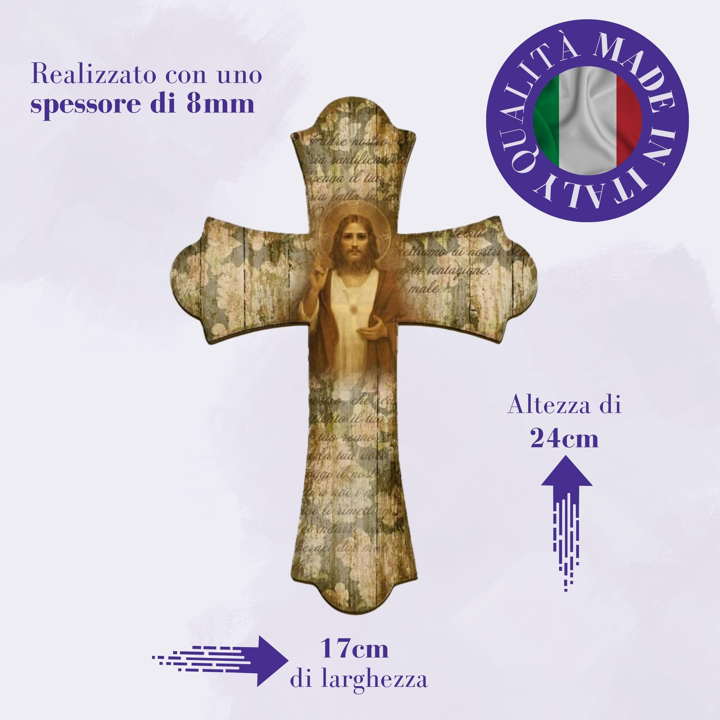 F.LLI BONELLA FRATELLI BONELLA, Vintage Shaped Sacred Heart of Jesus Picture, Poplar Wood Picture Thickness 8mm - Image 2