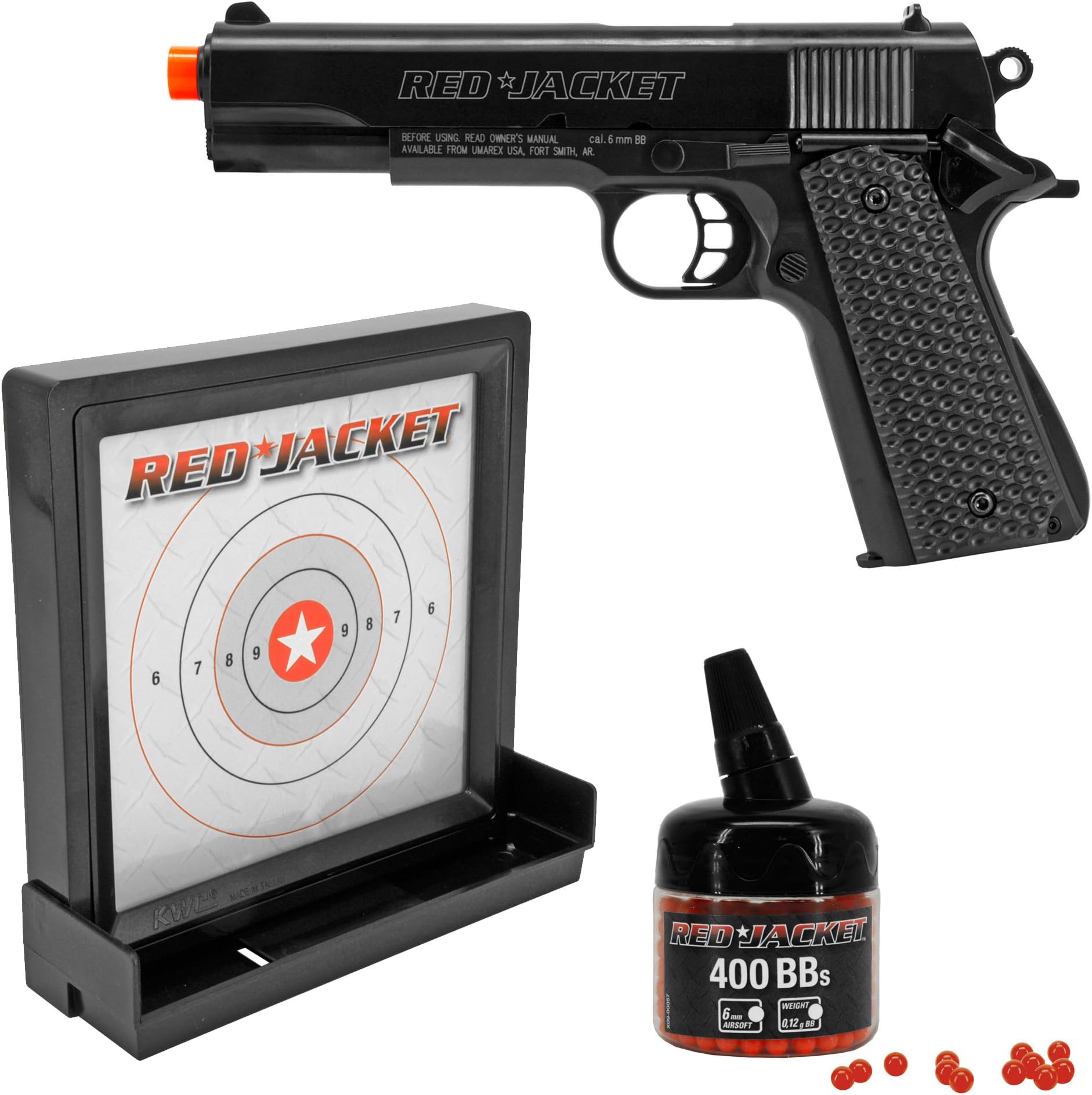 Red Jacket M1911 6mm Airsoft Spring Pistol Target Pack