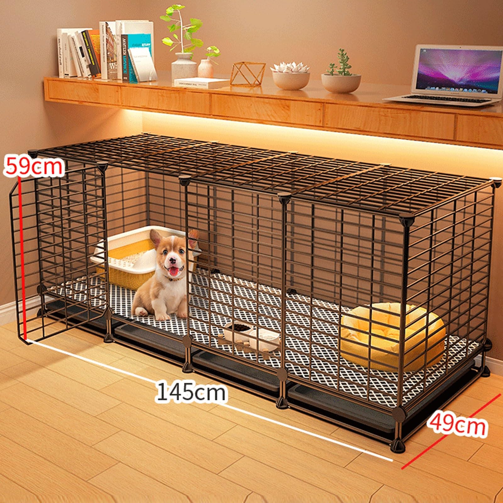 Gabbia per Cani e Gatti XXL in Metallo - Gabbia Trasporto Auto con Vassoio Lavabile e Estraibile (145 * 49 * 59cm)