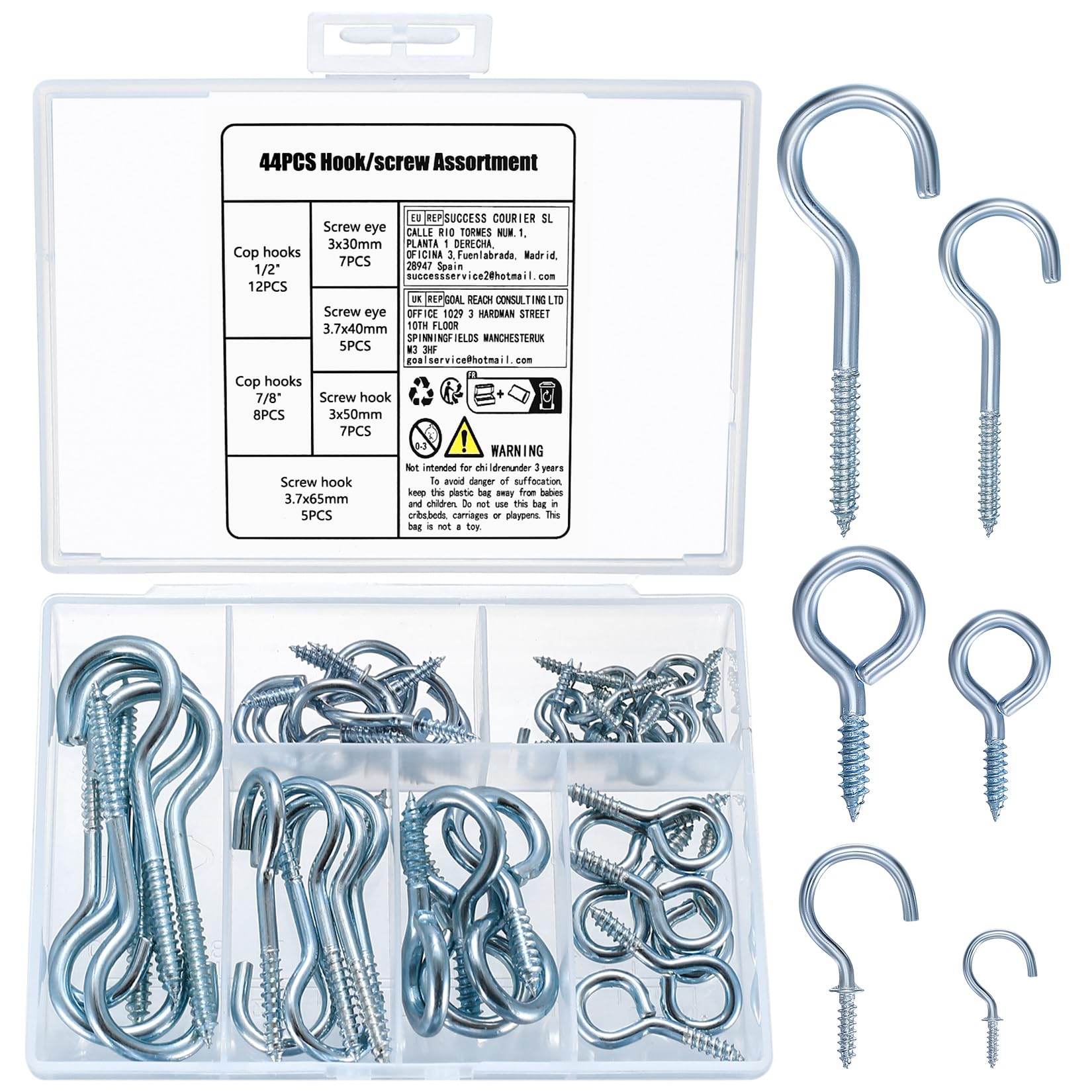 Bathonly 2 Ganci Resistenti A Vite Con Occhiello Da 19 Cm - Capacità Di Carico 250 Kg Per Amache, Piante E Altro, Per Esterno E Interno