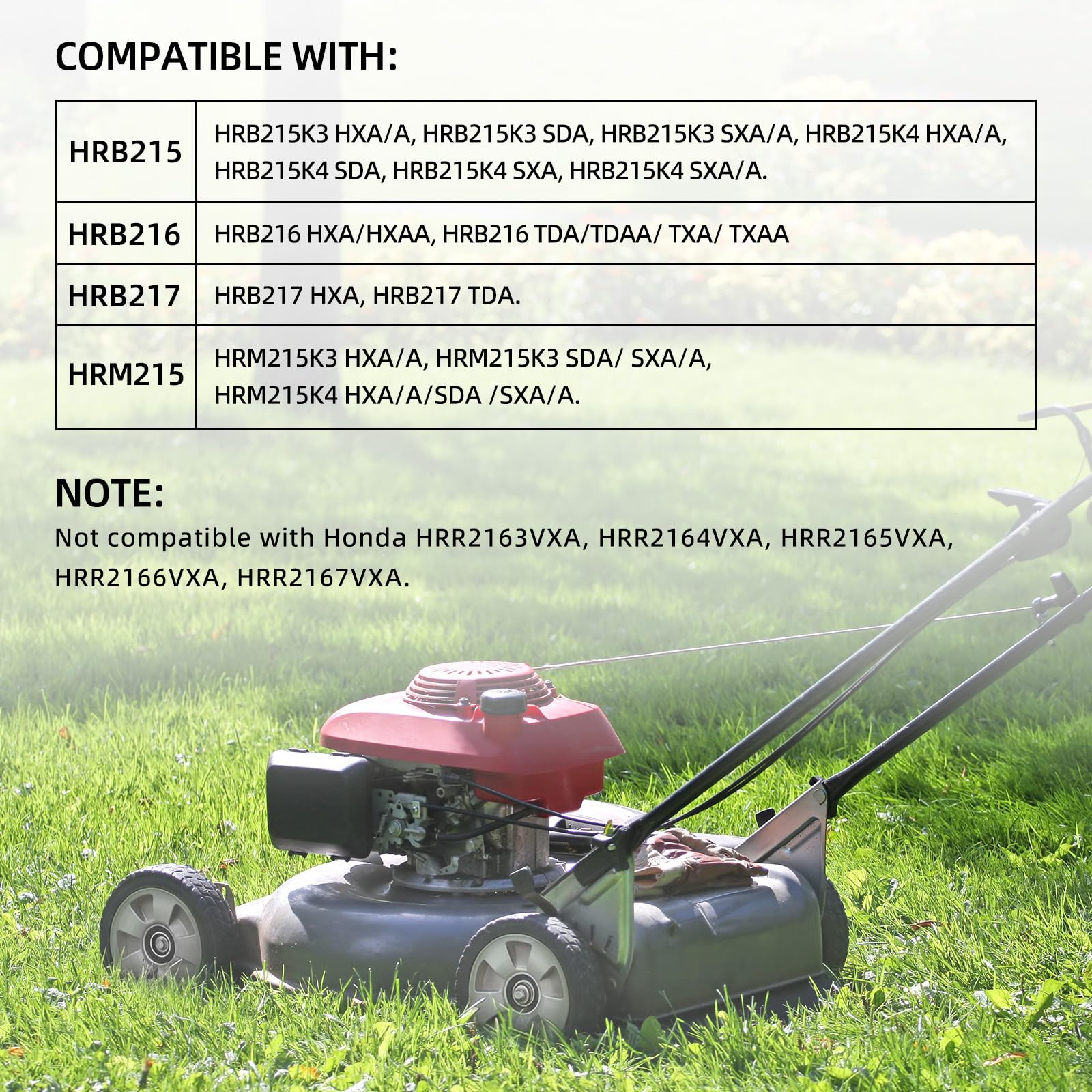 GICOOL Paquete de 4 ruedas HRR216 para cortacésped, 2 ruedas traseras 42710-VE2-M02ZE y 2 ruedas delanteras 44710-VL0-L02ZB para cortacésped Honda HRR216 HRS216 HRT216