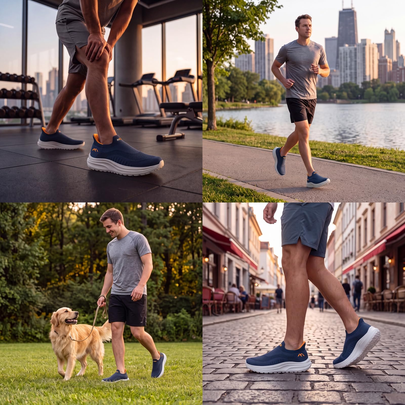 Sosenfer Herren Slip On Sneakers Breite Füße Hands-Free Walkingchuhe | Atmungsaktiv leichtgewichtig und bequem für Freizeit Walking Jogging und Alltagmit Mesh Outdoor Sportschuhe