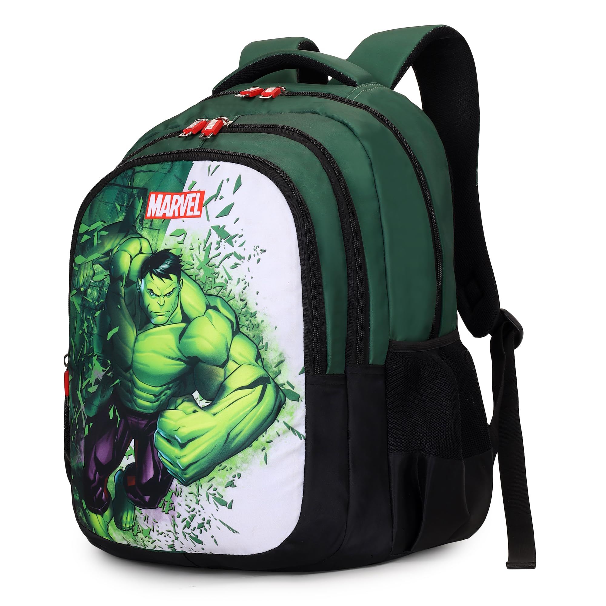 Marvel Hulk Kids School Backpack - 17 Inch | Lightweight School Bag with Front Pocket, Side Bottle Pockets & Adjustable Shoulder Straps | Ideal for School, Travel & Daycare-image-4