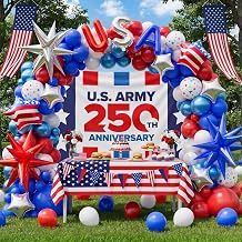 Red White and Blue Balloons, Patriotic 4th of July Balloon Arch Kit USA 250th Anniversary Decorations with Exploding Star Balloons for Independence Day Party Decor Graduation Party Supplies