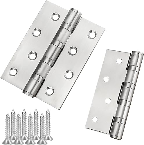 JIANLEI Door Hinges Brushed Nickel Stainless Steel Folding Hinge is assigned Screws (4"*3" Thick 2.2mm 2pack)