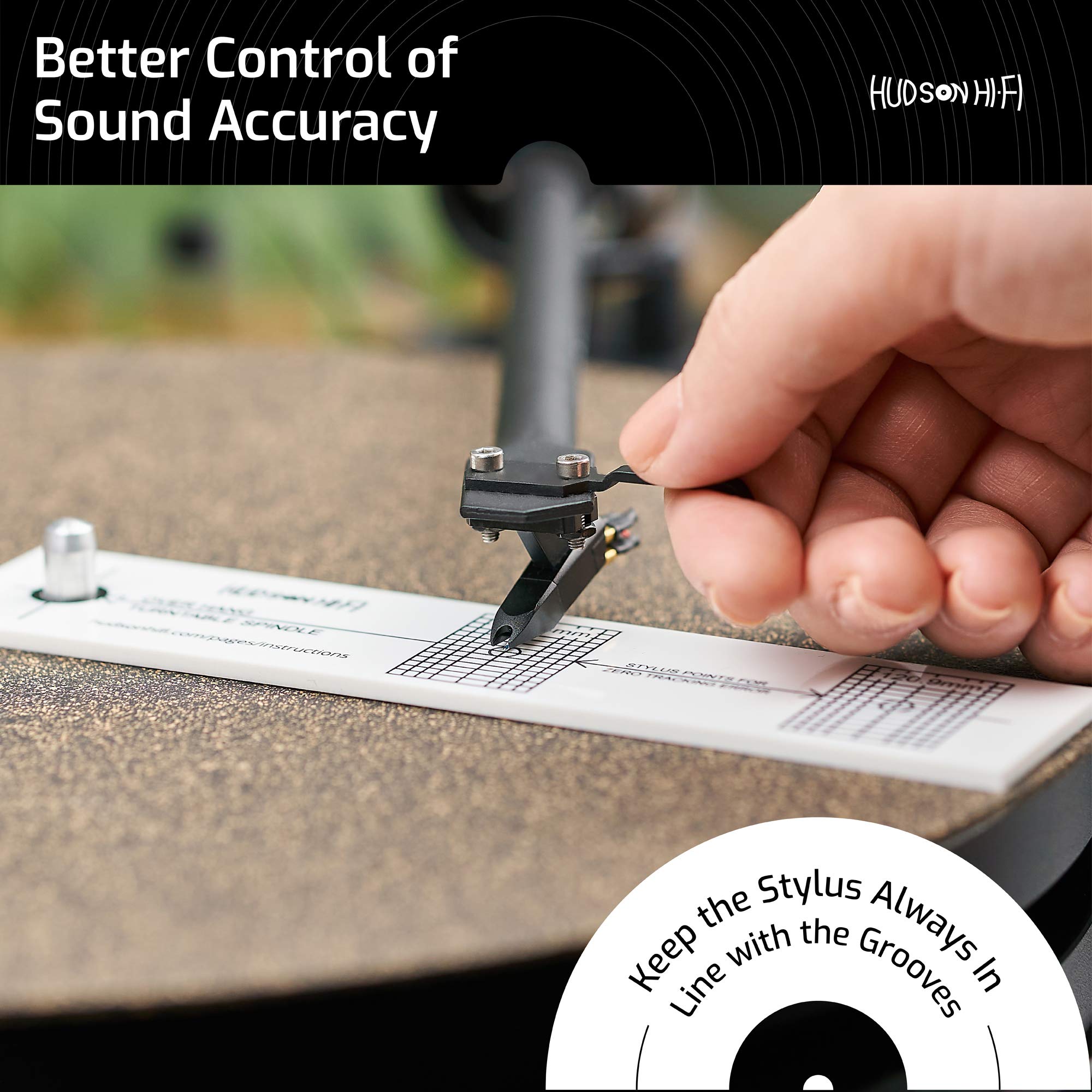 Hudson HiFi Turntable Cartridge Stylus Alignment Protractor Kit