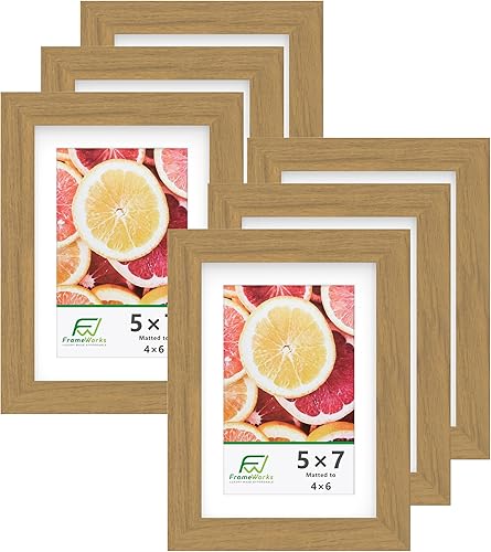 Vista 13 de FrameWorks Marcos de fotos clásicos de madera de 12 x 16 a 8 x 12 pulgadas con vidrio templado, roble dorado, paquete de 6